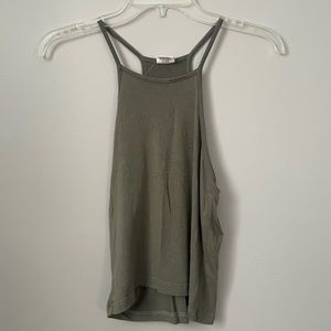 olive green halter high neck tank top
